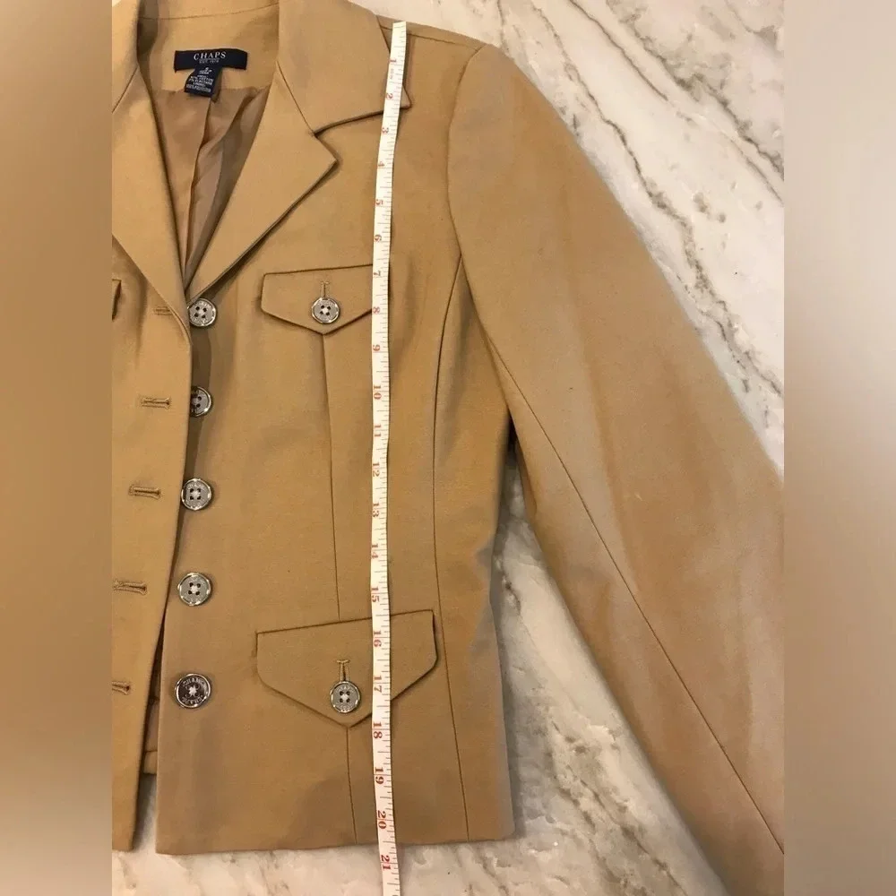 Chaps Tan Military Fitted Blazer Jacket Women’s Size Small